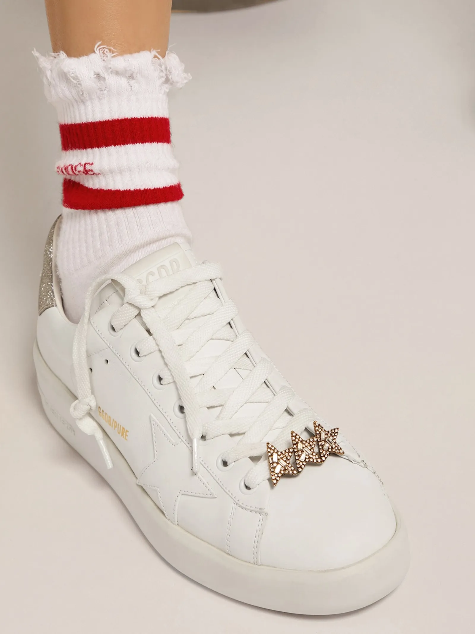 Clearance Golden Goose Acessório para cadarço com três estrelas cor ouro velho com cristais Família: Star