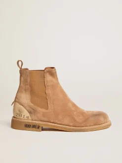 Online Golden Goose Ankle boot Chelsea John de suede na cor caramelo Cabedal de suede cor caramelo