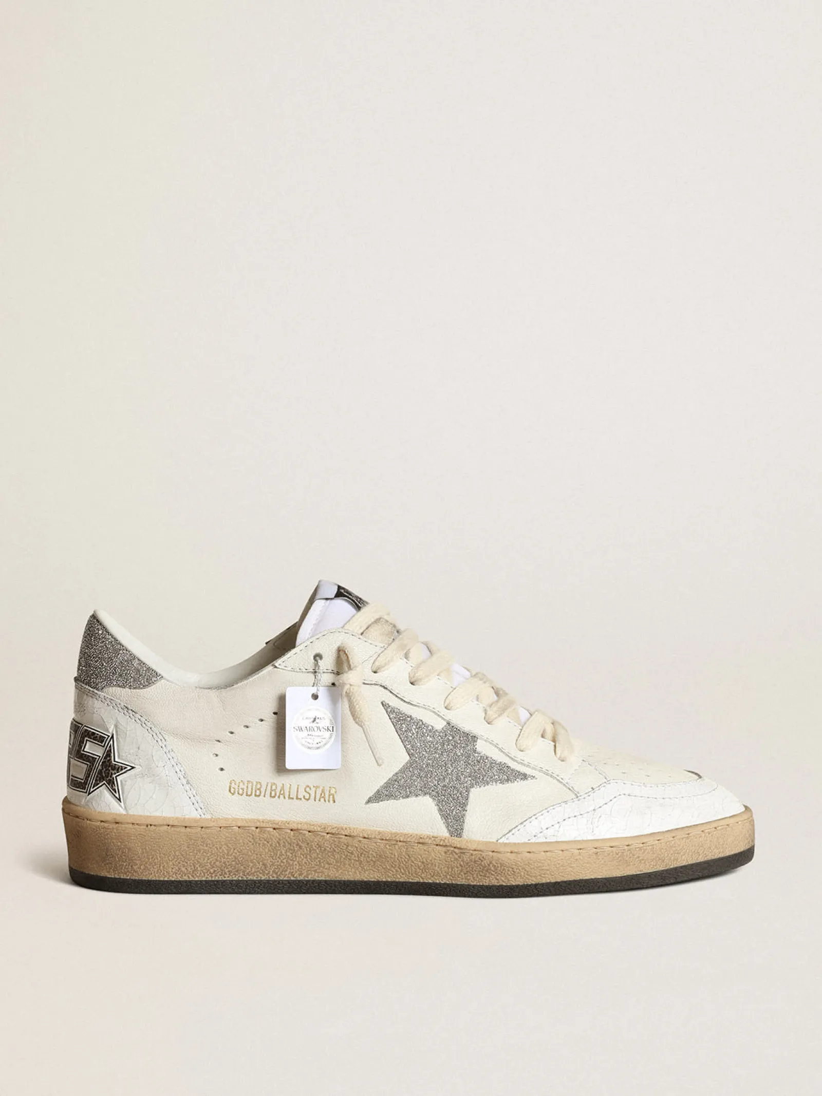 Clearance Golden Goose Ball Star branco com estrela e talão com cristais Swarovski Cabedal de napa branca