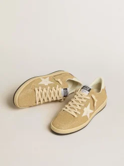 Clearance Golden Goose Ball Star com cristais Swarovski dourados com estrela de couro branco leite Cabedal de microcristais Swarovski dourados