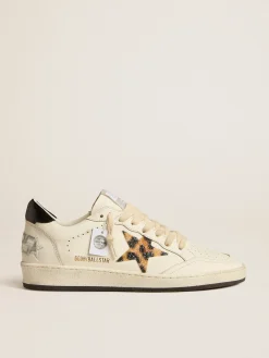 Cheap Golden Goose Ball Star com estrela com estampa de leopardo e talão com cristais Swarovski Cor: branco