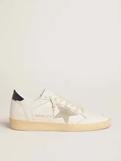 Discount Golden Goose Ball Star com estrela de suede gelo e talão de couro azul Cor: branco