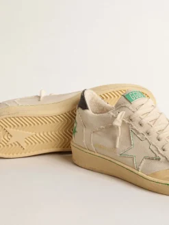 Outlet Golden Goose Ball Star com estrela de cor de lona baunilha e talão de couro Cabedal de lona cor de baunilha