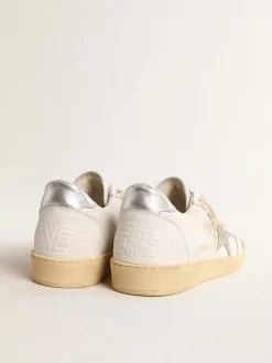 Discount Golden Goose Ball Star com estrela de suede e talão de couro metálico Cor: branco