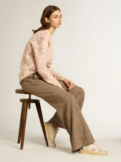 Best Golden Goose Ball Star com estrela de suede rosa e inserções de couro metálico Cabedal de napa cor creme