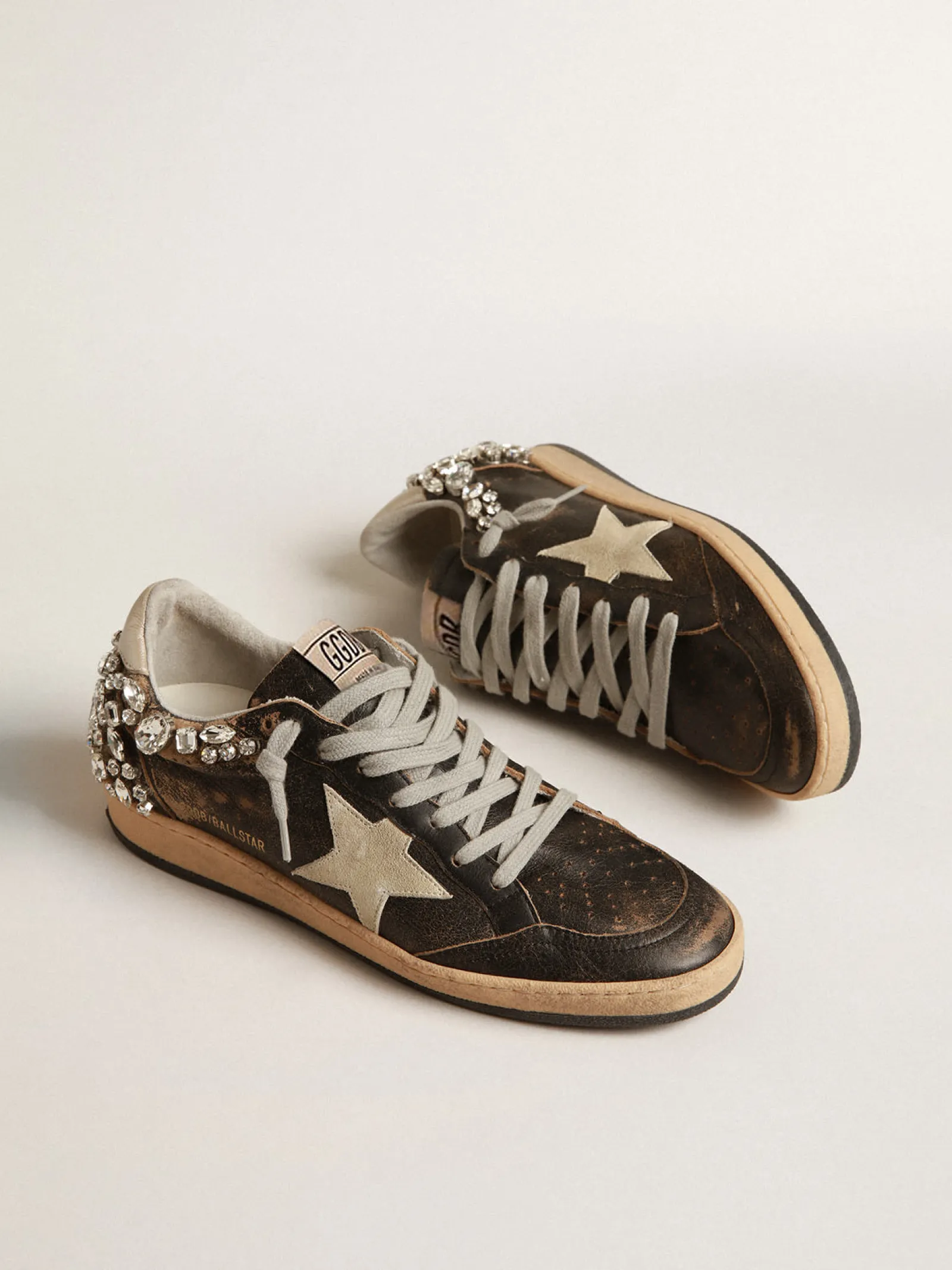 Store Golden Goose Ball Star de couro preto com aplicação de cristais Cor: preto