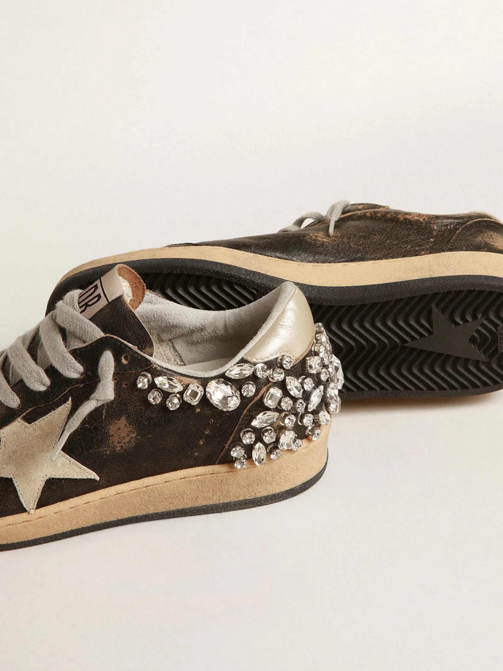 Store Golden Goose Ball Star de couro preto com aplicação de cristais Cor: preto