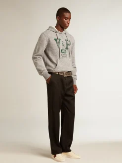 Cheap Golden Goose Ball Star de napa bege com estrela e talão de tela bordô Cabedal de napa bege