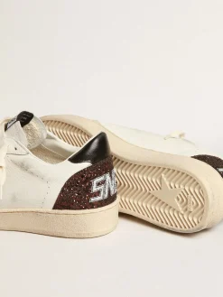New Golden Goose Ball Star de napa com estrela de glitter e talão de napa preta Cabedal de napa branca
