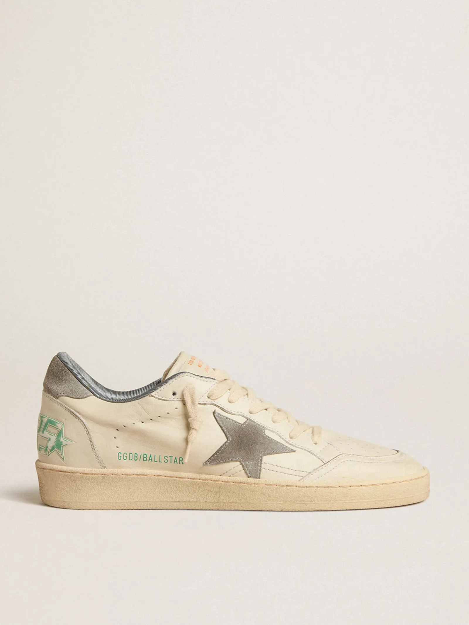 Flash Sale Golden Goose Ball Star de napa com estrela e talão de suede cinza Cabedal de napa branco sujo