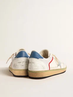 Hot Golden Goose Ball Star de napa e tela com estrela de couro metálico prateado Cabedal de napa e tela brancas