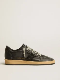Cheap Golden Goose Ball Star de napa preta com estrela de suede e talão de napa preta Cabedal de napa preta