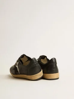 Cheap Golden Goose Ball Star de napa preta com estrela de suede e talão de napa preta Cabedal de napa preta