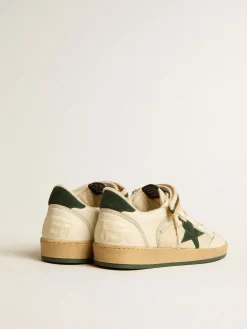 Store Golden Goose Ball Star de náilon e napa com estrela e talão de suede verde Cabedal de náilon e napa brancos
