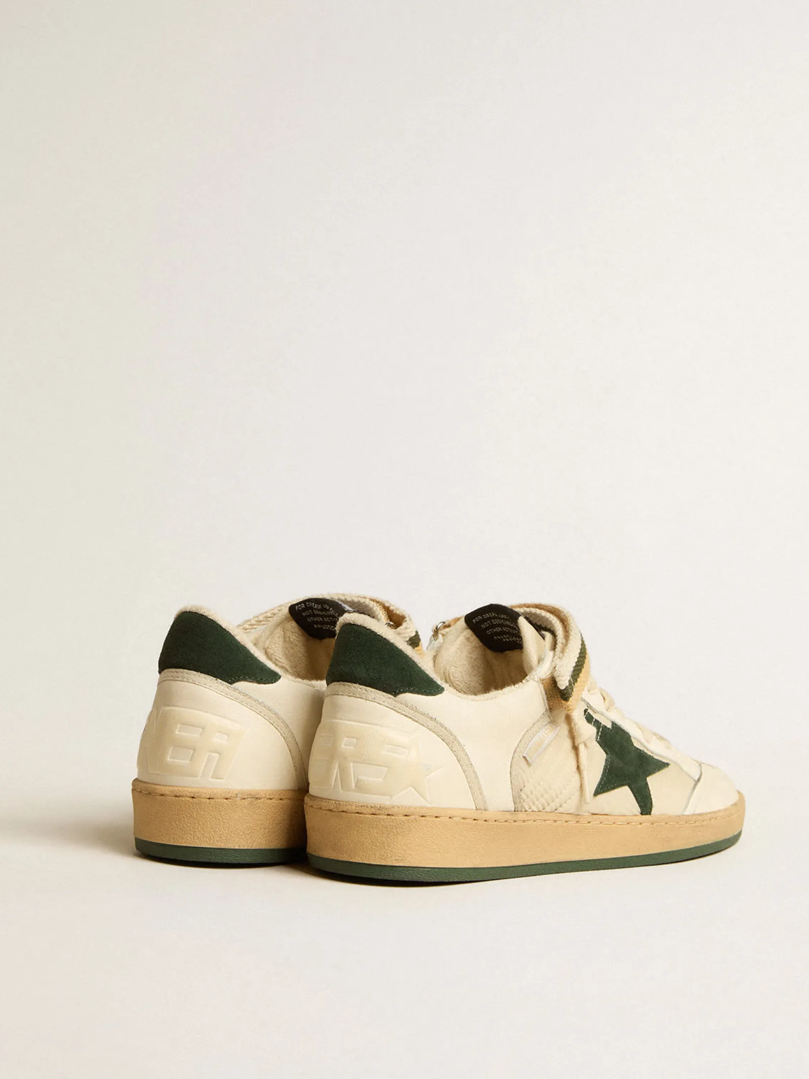 Store Golden Goose Ball Star de náilon e napa com estrela e talão de suede verde Cabedal de náilon e napa brancos