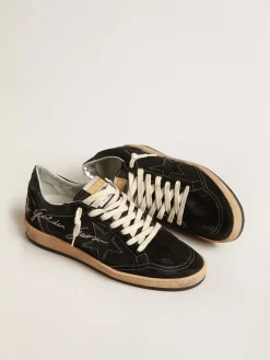 Sale Golden Goose Ball Star de tela preta com estrela de suede preto Cabedal de tela preta