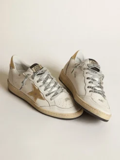 Hot Golden Goose Ball Star feminino com estrela e talão dourados Cabedal: 92% couro bovino, 8% poliamida