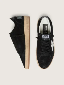 Discount Golden Goose Ball Star feminino de suede preto com estrela de couro branco Cabedal de suede preto