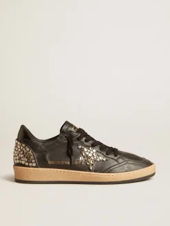 Flash Sale Golden Goose Ball Star Feminino LAB de napa preta com estrela de couro preto com tachas Cabedal de napa preta