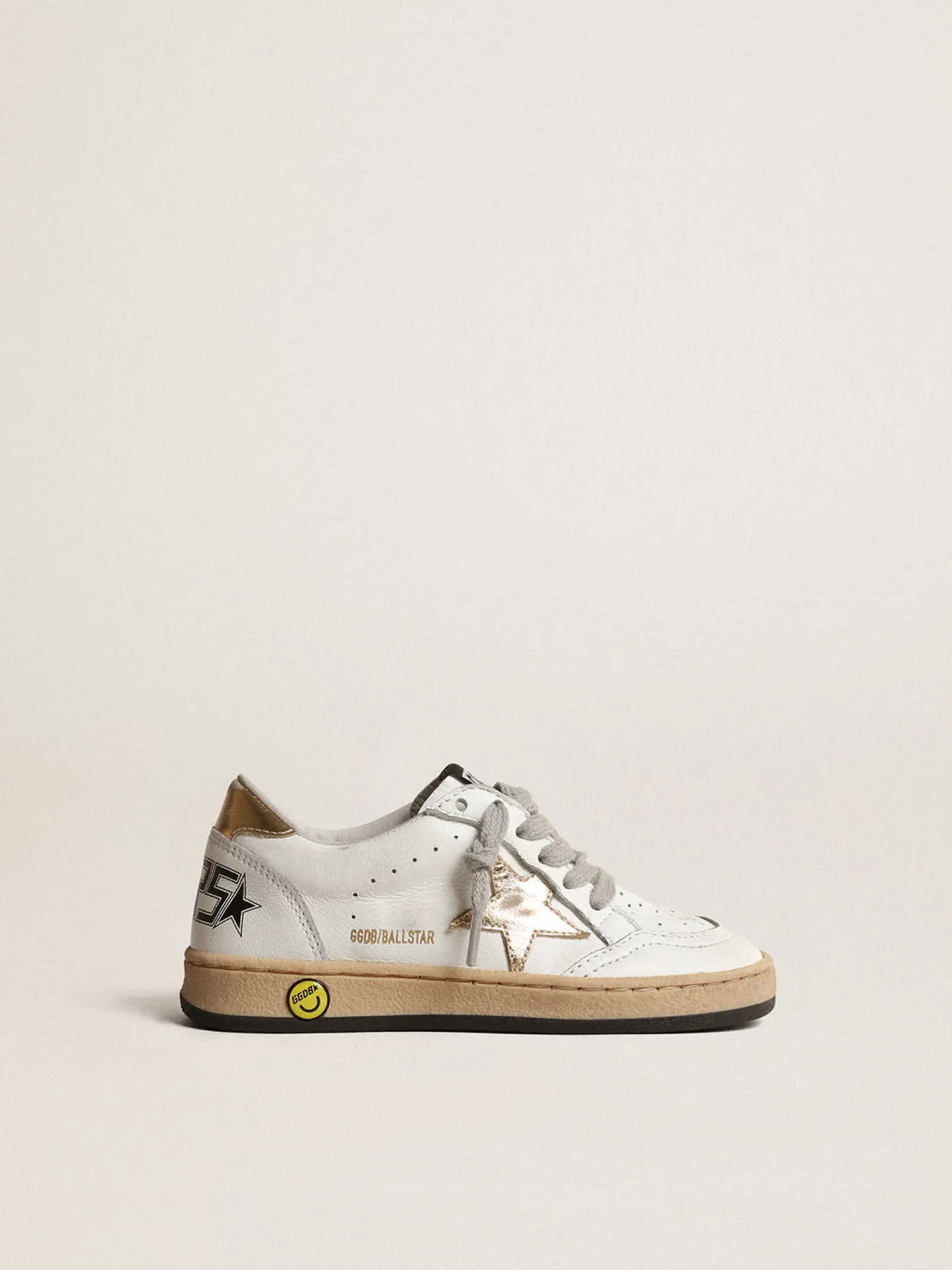 Best Golden Goose Ball Star Junior com estrela e talão de couro metálico dourado Cabedal de napa branca