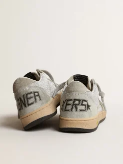 Online Golden Goose Ball Star Junior de glitter com inserções de suede cinza gelo Cabedal de microglitter prateado