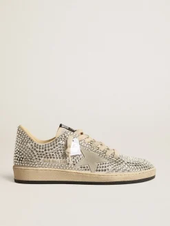 Best Golden Goose Ball Star LTD com cristais Swarovski e estrela de suede cinza Cabedal de suede branco e cinza gelo decorado com cristais Swarovski all-over