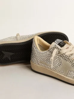 Best Golden Goose Ball Star LTD com cristais Swarovski e estrela de suede cinza Cabedal de suede branco e cinza gelo decorado com cristais Swarovski all-over