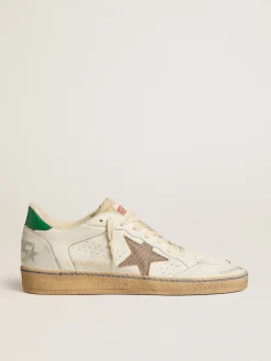 Best Golden Goose Ball Star LTD com estrela de tela cor de areia e talão de couro verde Cor: branco