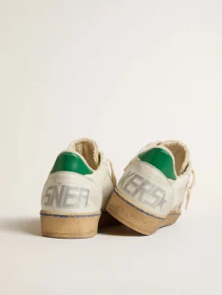Best Golden Goose Ball Star LTD com estrela de tela cor de areia e talão de couro verde Cor: branco