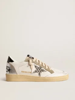 Outlet Golden Goose Ball Star LTD com estrela de zebra e inserção de couro metálico Cor: branco
