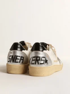 Outlet Golden Goose Ball Star LTD com estrela de zebra e inserção de couro metálico Cor: branco