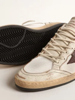 Cheap Golden Goose Ball Star LTD de couro na cor cru e tela branca com estrela marrom Cor: cru