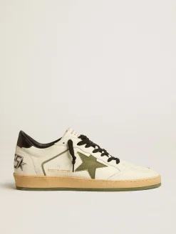 Sale Golden Goose Ball Star LTD de napa com estrela de lona e talão de couro preto Cabedal de napa branca