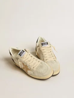 Sale Golden Goose Ball Star LTD de napa e suede com estrela de glitter e talão preto Cabedal de napa branca