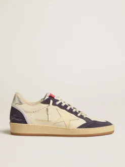 Clearance Golden Goose Ball Star LTD de napa e suede com estrela creme e talão prateado Cabedal de napa branca