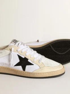 Best Sale Golden Goose Ball Star masculino de lona e couro branco com inserções cor marfim Cabedal de lona branca