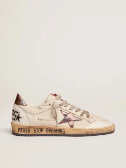 Cheap Golden Goose Ball Star masculino de napa com inserções holográficas e escrita no solado Cor: branco