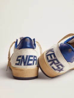 Discount Golden Goose Ball Star masculino de napa branca com estrela e talão azuis Cabedal de napa branca