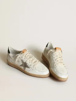 Outlet Golden Goose Ball Star masculino de napa branca com estrela de suede havana-rosado Cabedal de napa branca