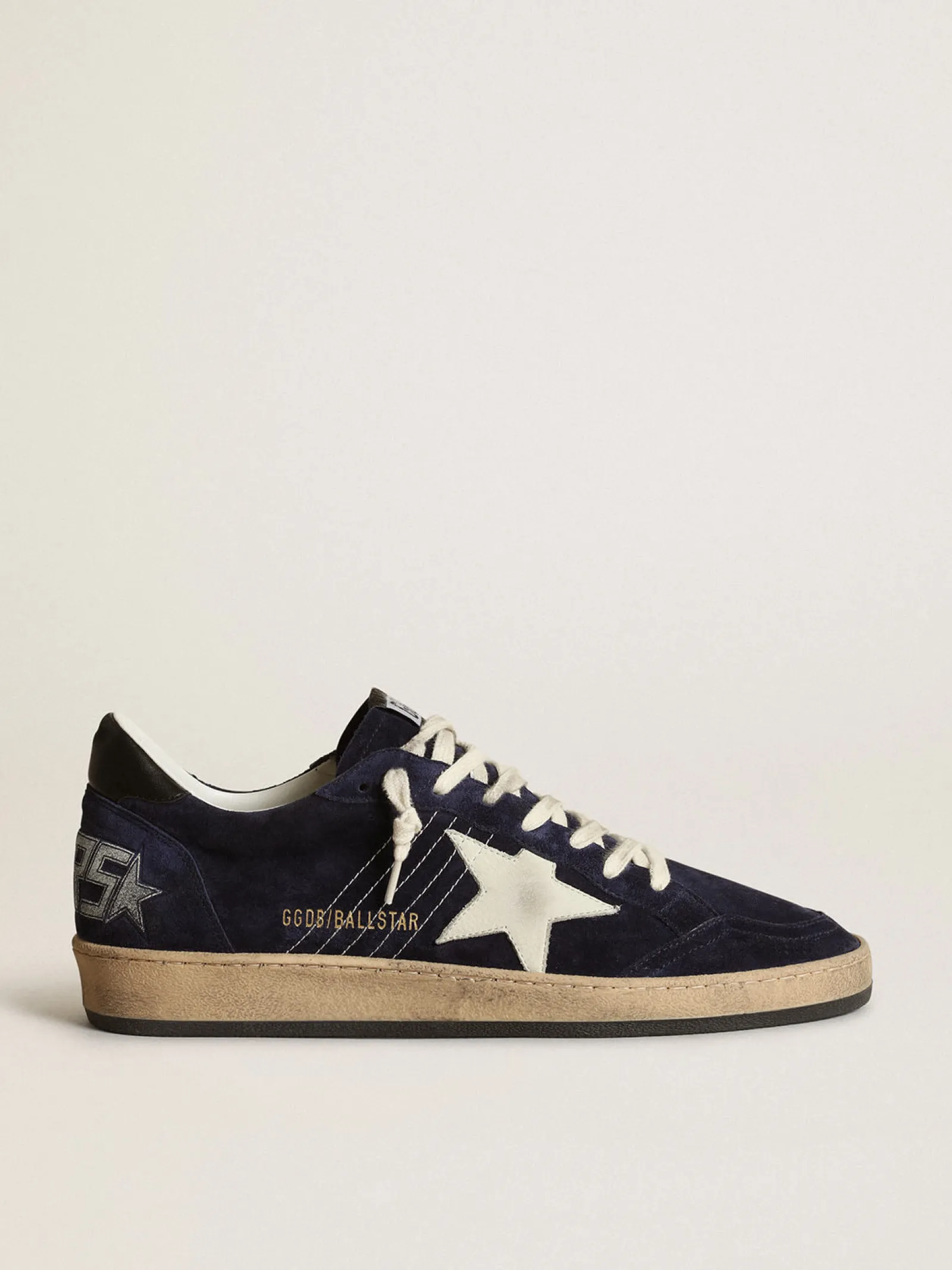 New Golden Goose Ball Star masculino de suede azul-escuro com estrela branca de nubuk Cabedal de suede azul-escuro