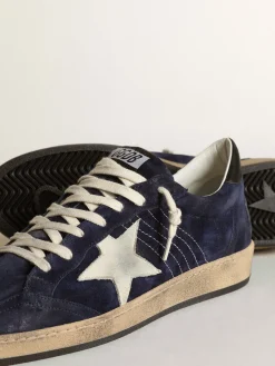 New Golden Goose Ball Star masculino de suede azul-escuro com estrela branca de nubuk Cabedal de suede azul-escuro