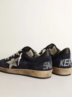 New Golden Goose Ball Star masculino de suede azul-escuro com estrela branca de nubuk Cabedal de suede azul-escuro