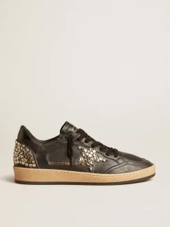Cheap Golden Goose Ball Star Masculino LAB de napa preta com estrela de couro preto com tachas Cabedal de napa preta