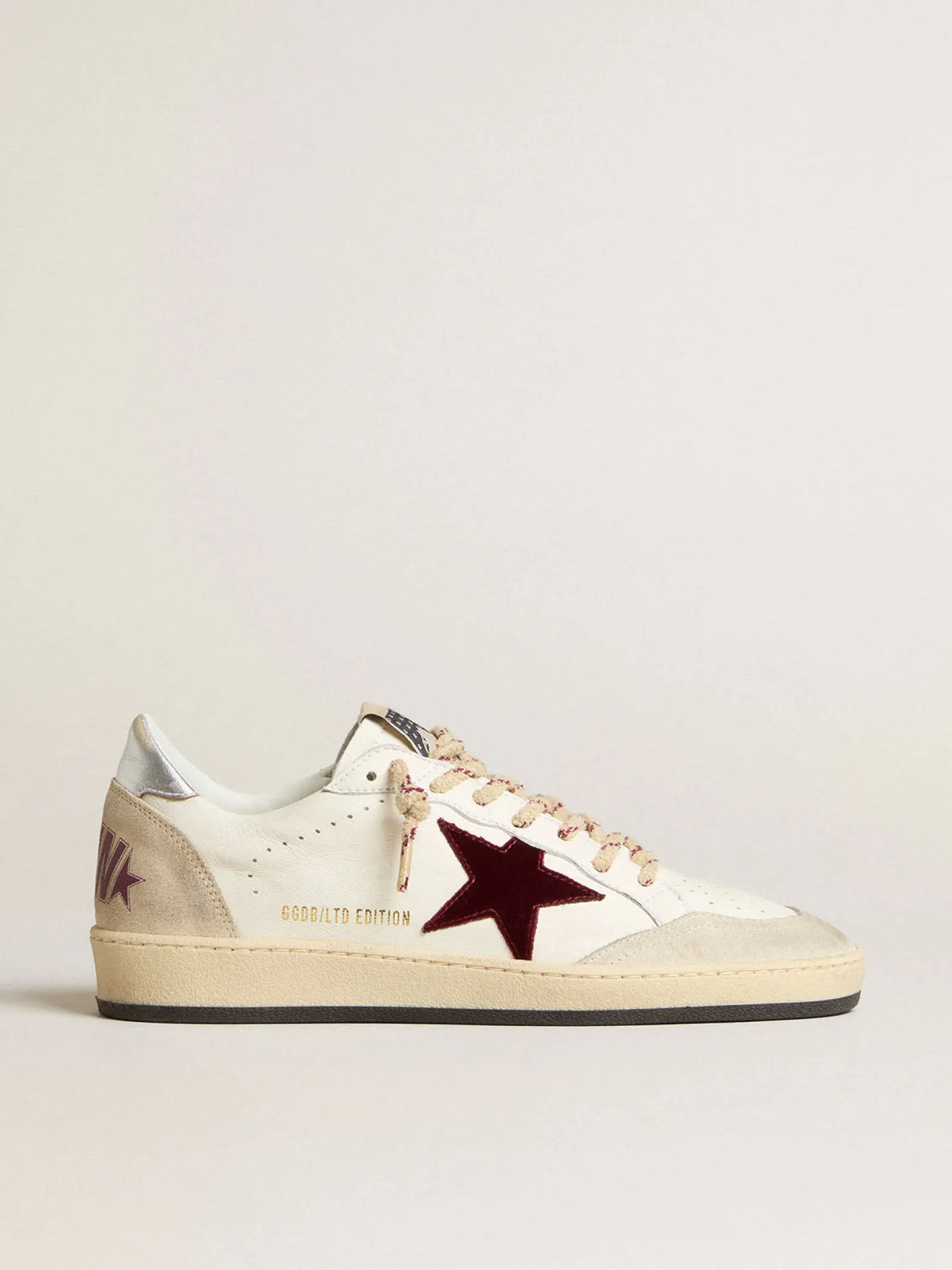 Hot Golden Goose Ball Star Mountain Masculino LTD de couro com estrela de veludo bordô Cabedal de couro branco