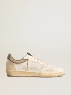 Fashion Golden Goose Ball Star Pro Feminino de couro branco óptico com inserções de borracha Cor: branco óptico