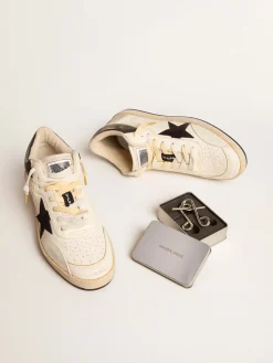 Best Sale Golden Goose Ball Star Pro Mid Masculino de couro branco usado com estrela preta Cor: branco usado