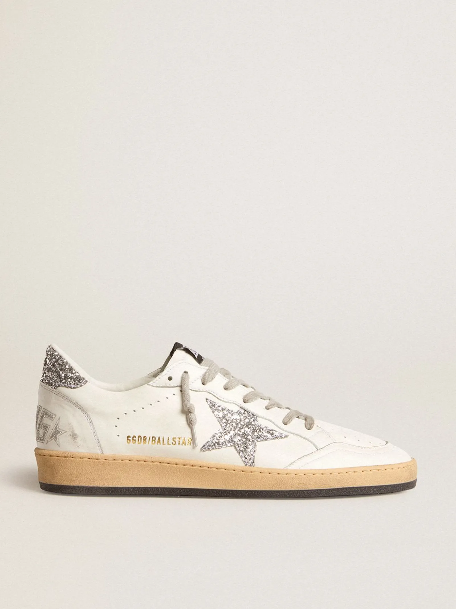 Hot Golden Goose Ball Star Wishes Masculino de napa com estrela e talão com glitter Cabedal de napa branca
