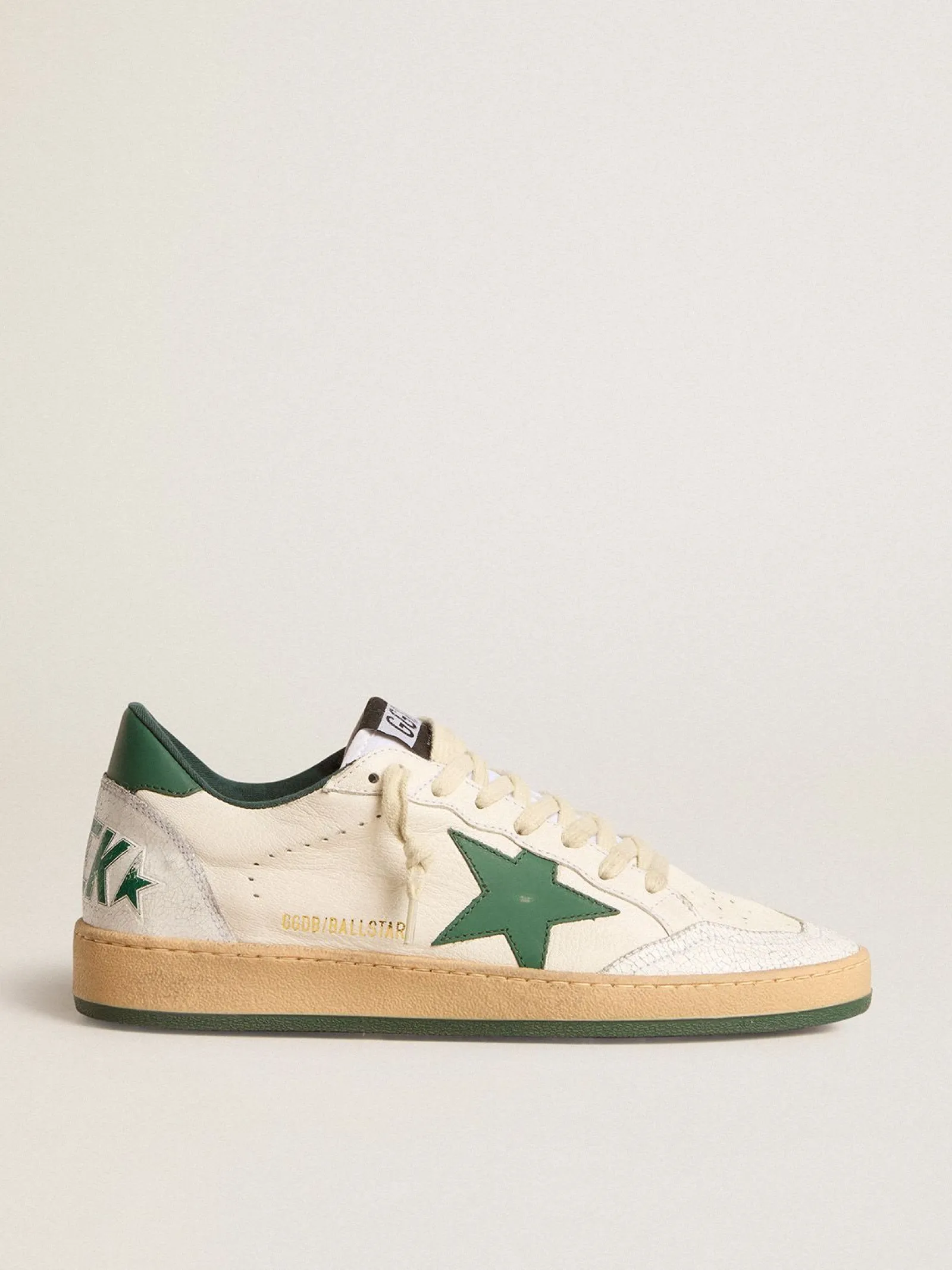 Online Golden Goose Ball Star Wishes Masculino de napa branca com estrela e talão de couro verde Cabedal de napa branca