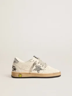 Flash Sale Golden Goose Ball Star Young de napa com estrela e talão de glitter prateado Cabedal de napa branca