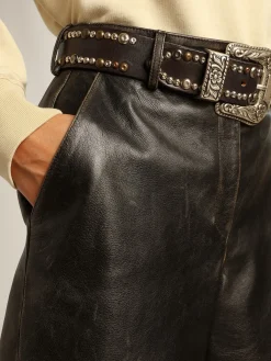 Hot Golden Goose Bermuda de couro preto com efeito usado Cor: preto